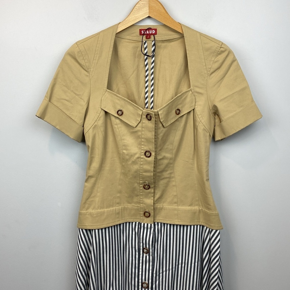 STAUD • RARE FIND • Sanara Safari Style Two-Tone Dress *Flaw* - Picture 2 of 16